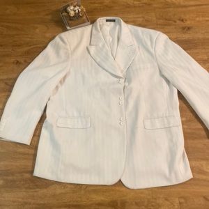 Vintage Milano Moda white pin stripe suite jacket, double breasted, sz 52R, used